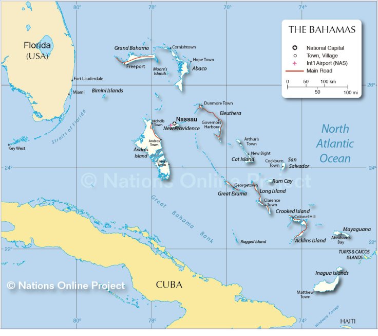 Localização geográfica das Bahamas